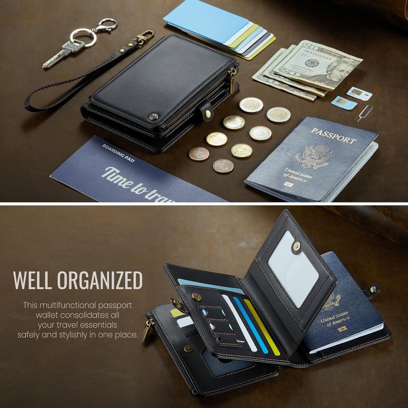 ASAPDOS Passport Holder Wallet Case Wallet for Men Women Black - Image 5